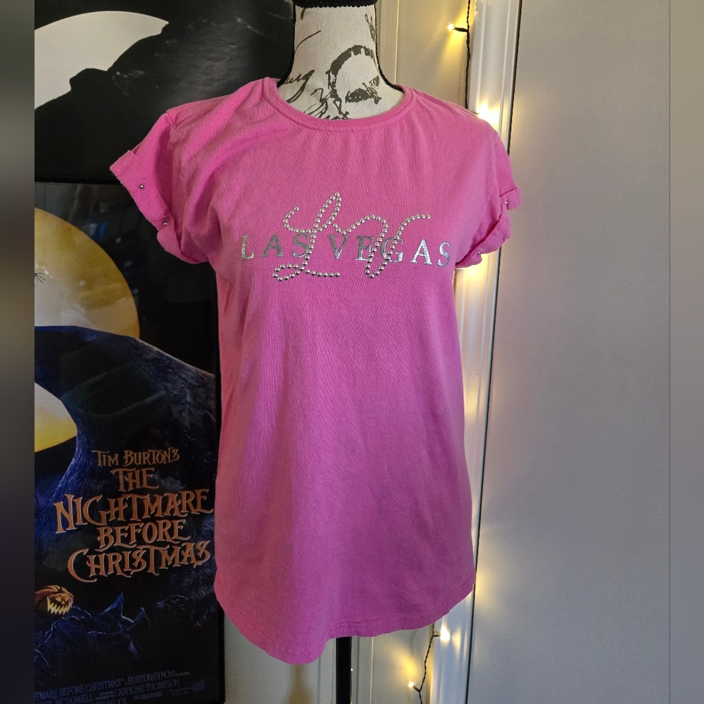 Bedazzled Las Vegas Pink T-shirt Size Small